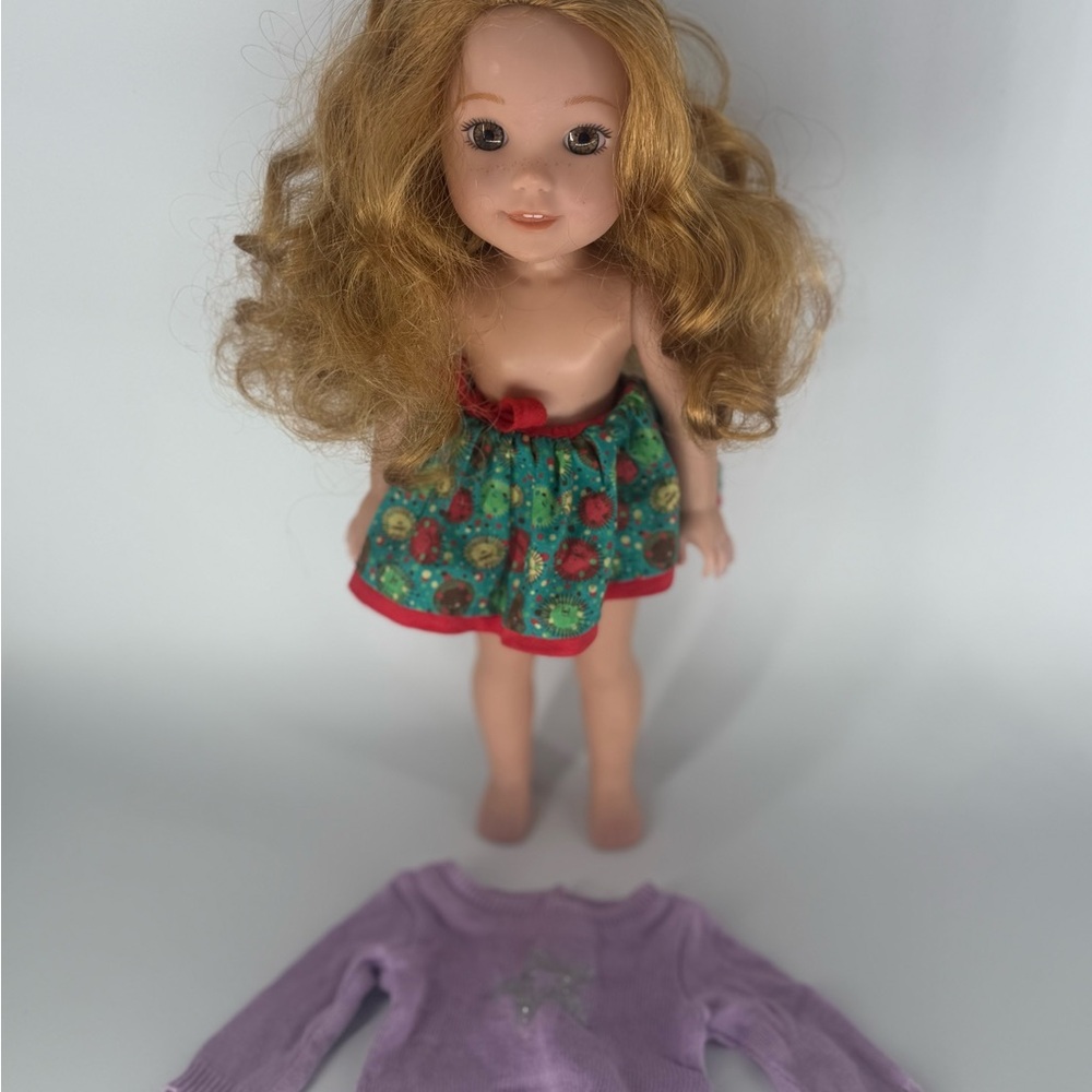 American Girl 14.5" Wellie Wishers Willa Doll with Original Skirt Extra Sweater